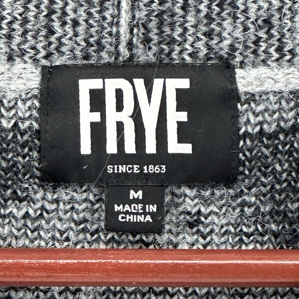 Frye Cardigan Sweater Womens Size M Gray Black Southwestern Aztec Open Front - Picture 2 of 8